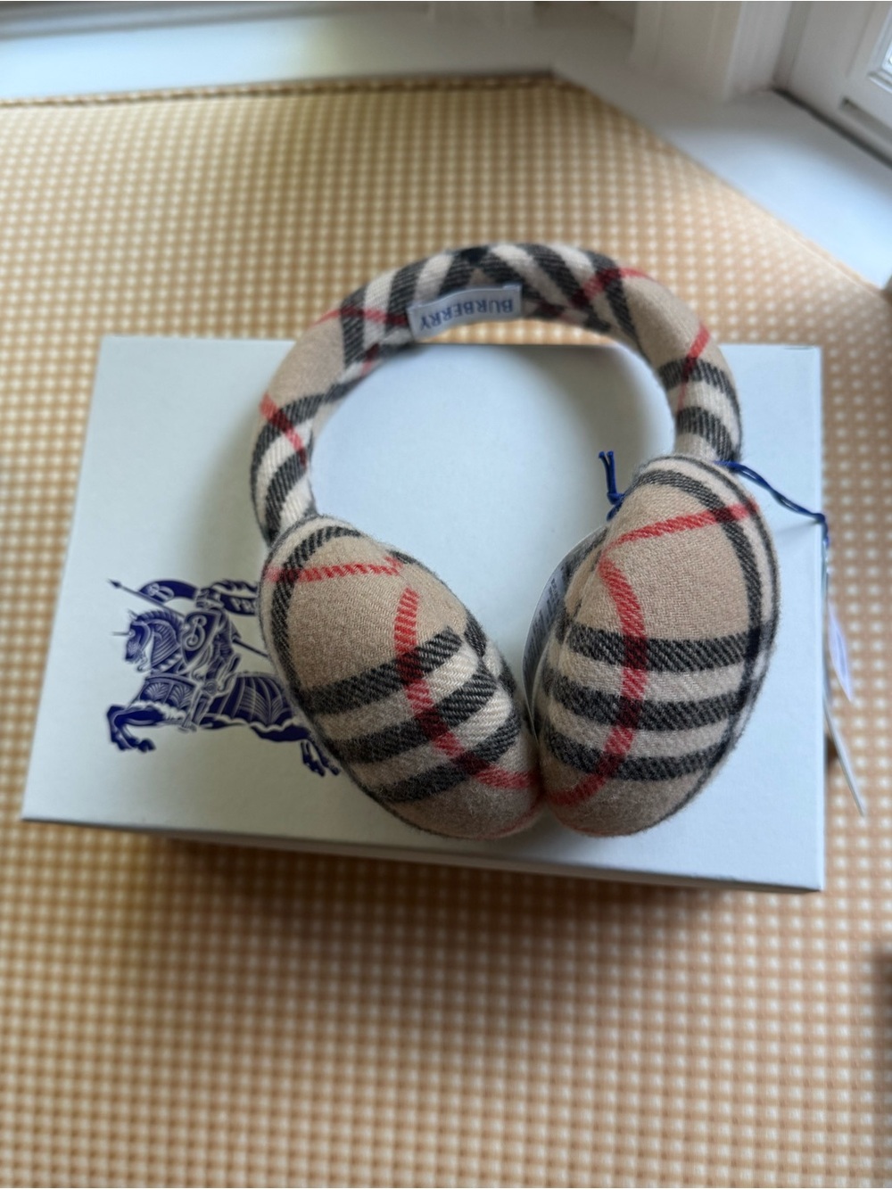 Burberry Beige Plaid Over-Ear Ear Muffs